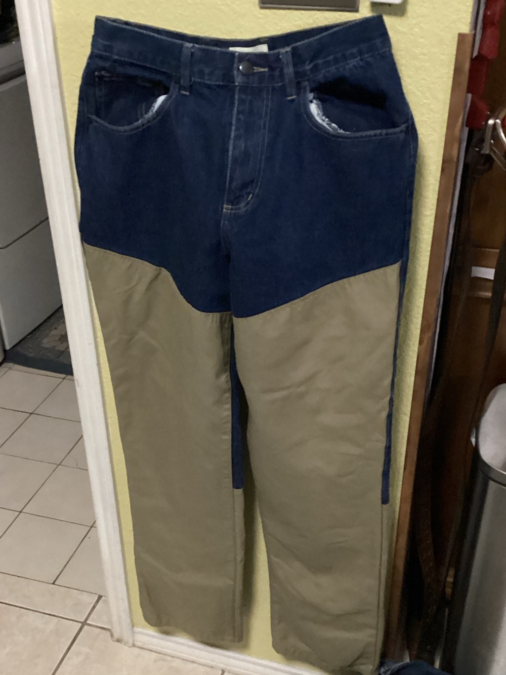Men's Two-Tone Bootcut Jeans - Navy and Khaki
